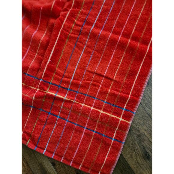 Lot 2 Vintage Jaime Bath TOWELS MCM Red White Stripped Cotton USA - Picture 6 of 11